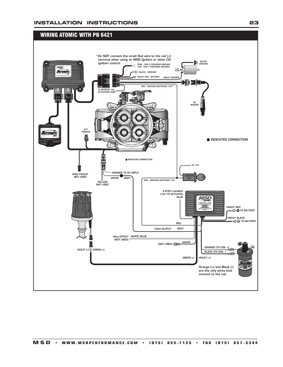 Wiring atomic with pn 6421, Installation instructions 23 m s d | MSD 6421 6AL-2 Ignition Control Installation User Manual | Page 23 / 28