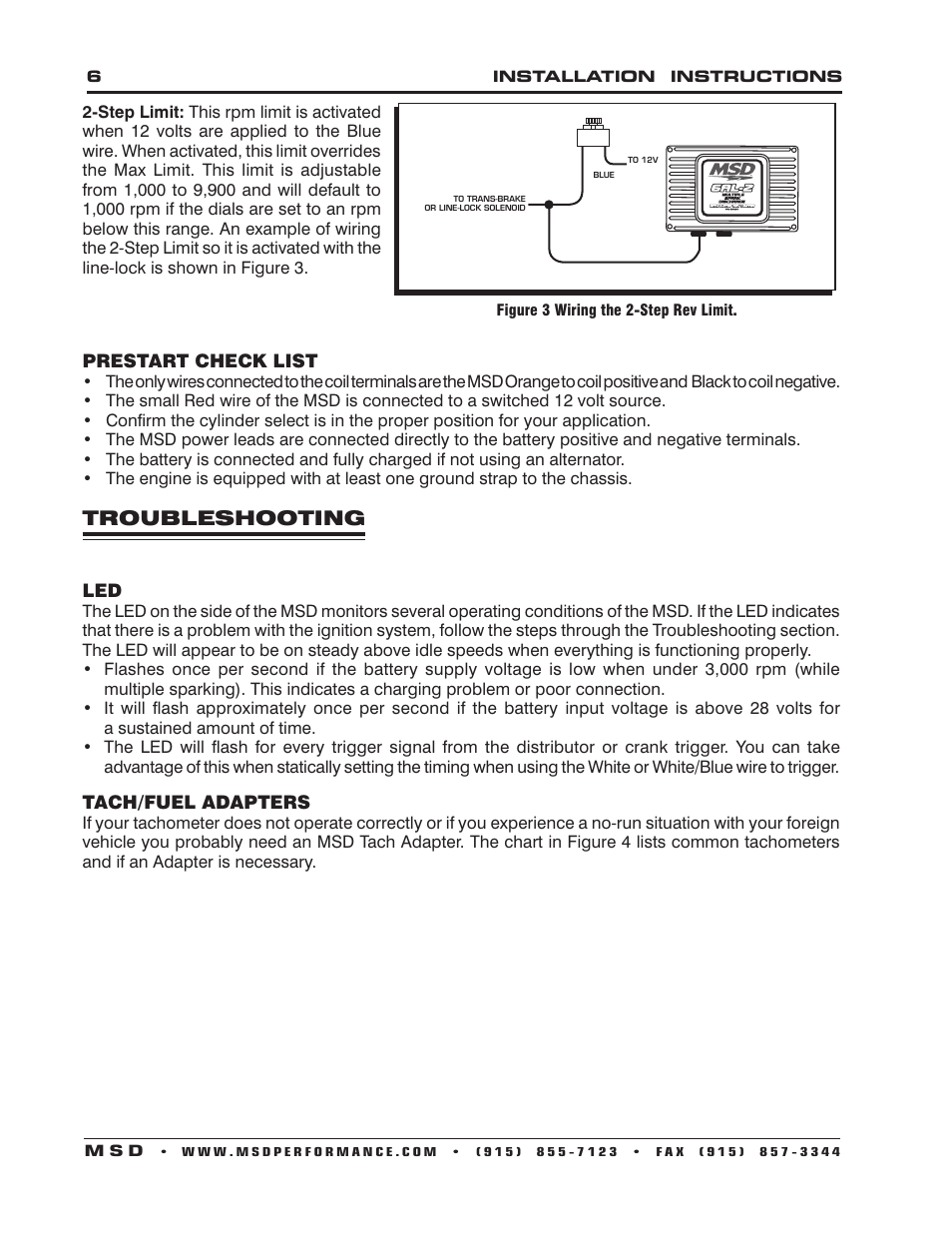 Troubleshooting | MSD 6421 6AL-2 Ignition Control Installation User Manual | Page 6 / 28