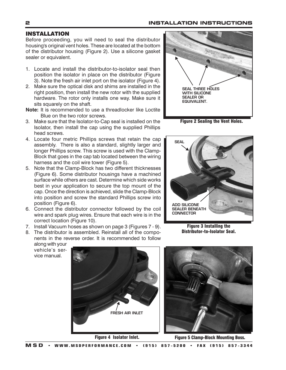 MSD 8481 LT-1 Distributor Cap & Rotor Kit, '93-'94 GM, LT-1, 350_5.7L SFI Installation User Manual | Page 2 / 4