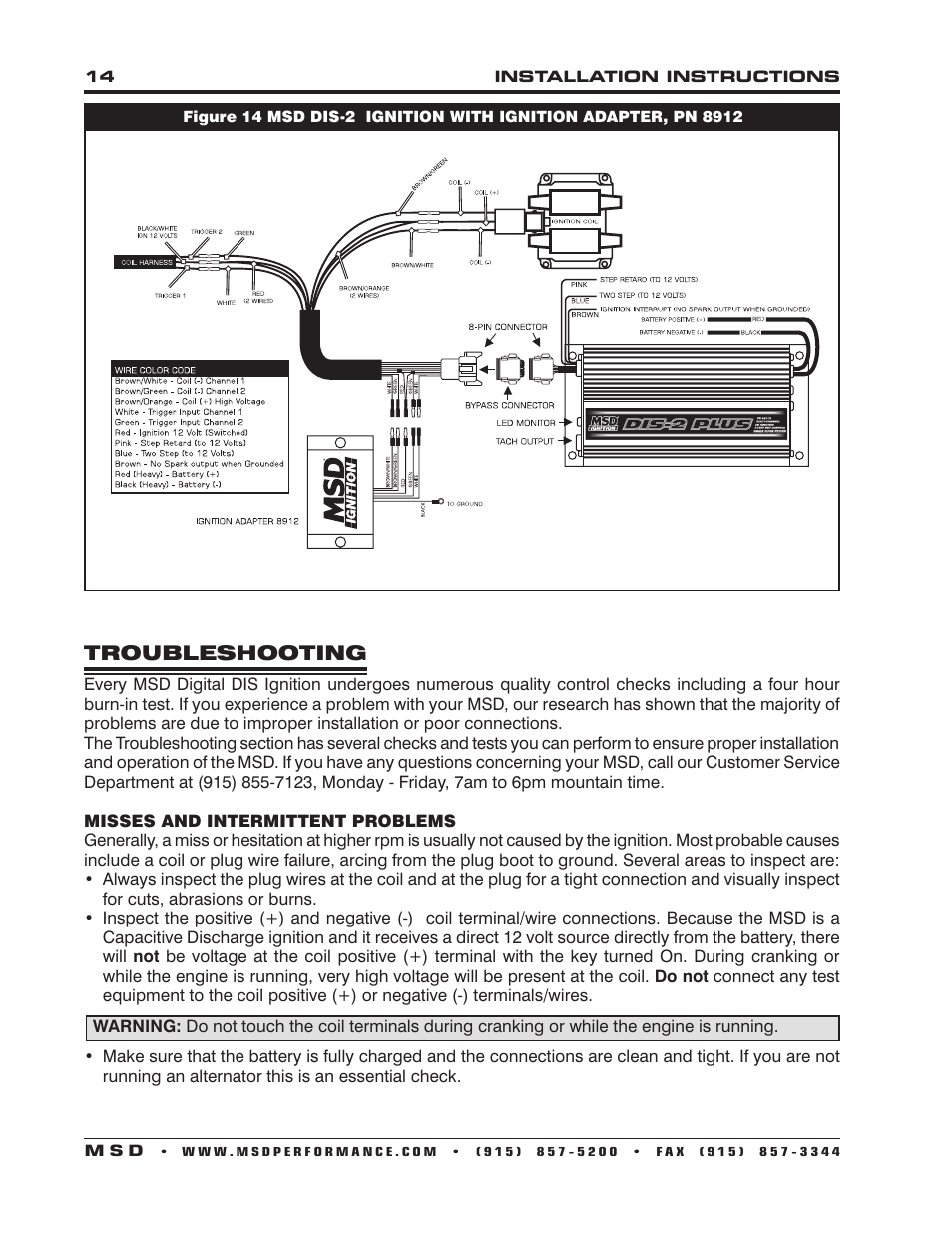 MSD 62152 DIS-4 Plus Distributorless 4 Channel Installation User Manual | Page 14 / 16
