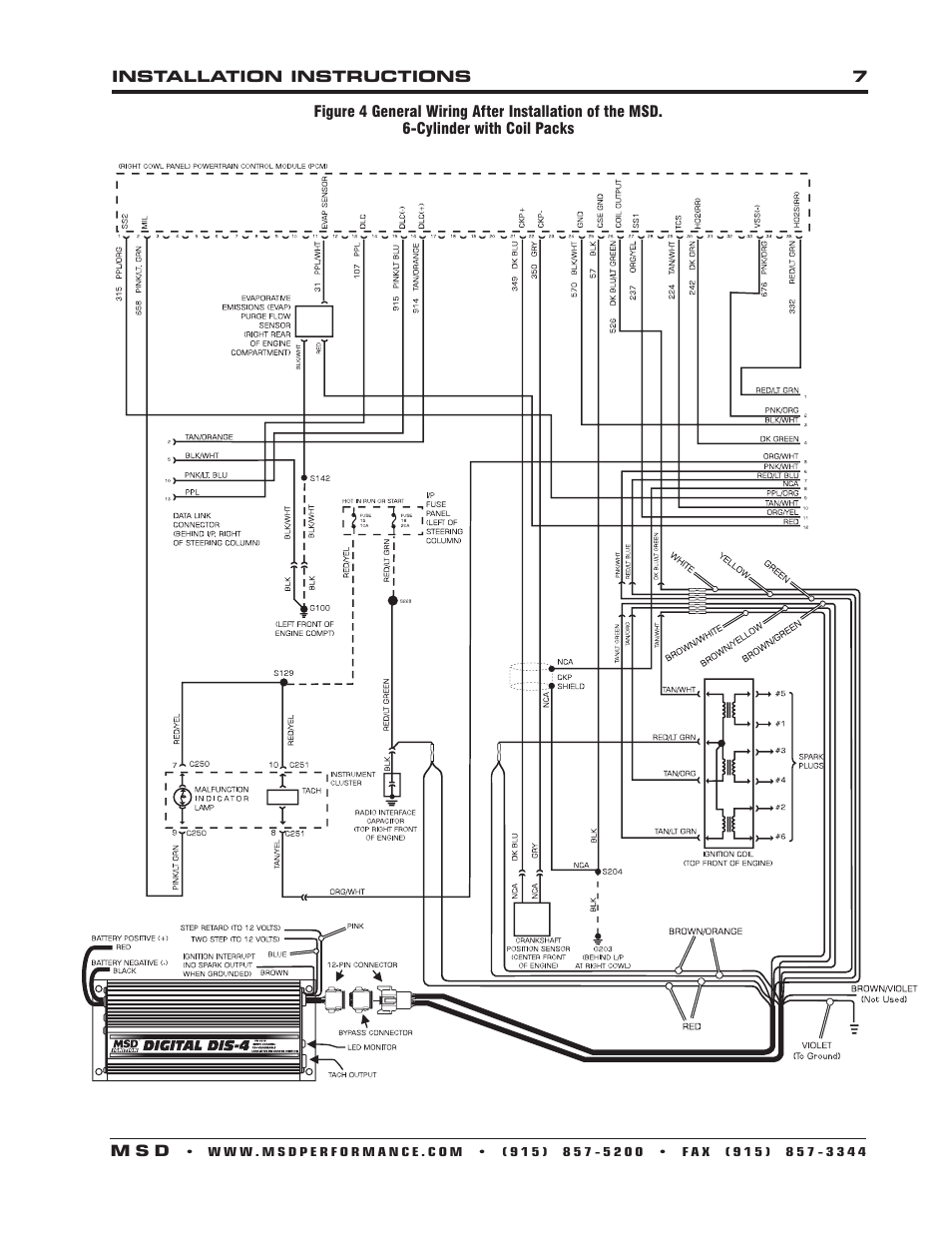 MSD 62152 DIS-4 Plus Distributorless 4 Channel Installation User Manual | Page 7 / 16