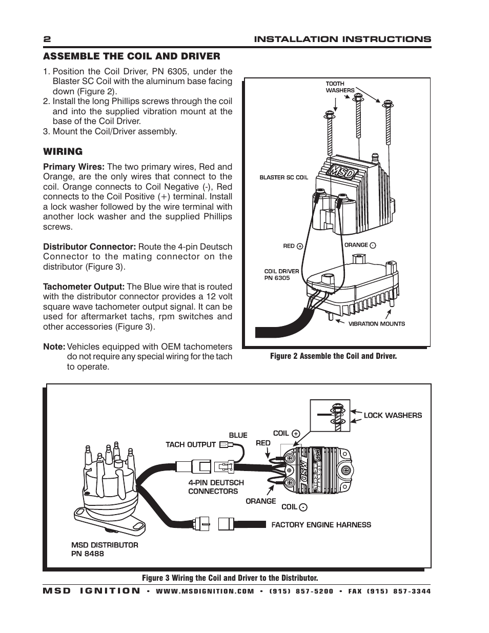 MSD 6305 SC Coil Driver Ignition for MSD SC Distributors Installation User Manual | Page 2 / 4