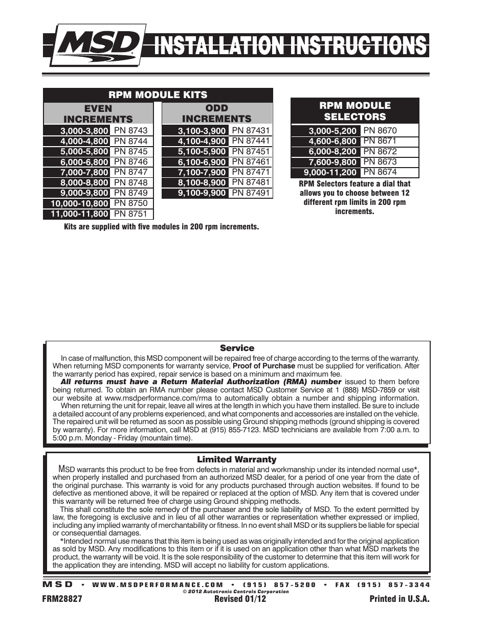 MSD 8952 LED Shift Light Installation User Manual | Page 4 / 4
