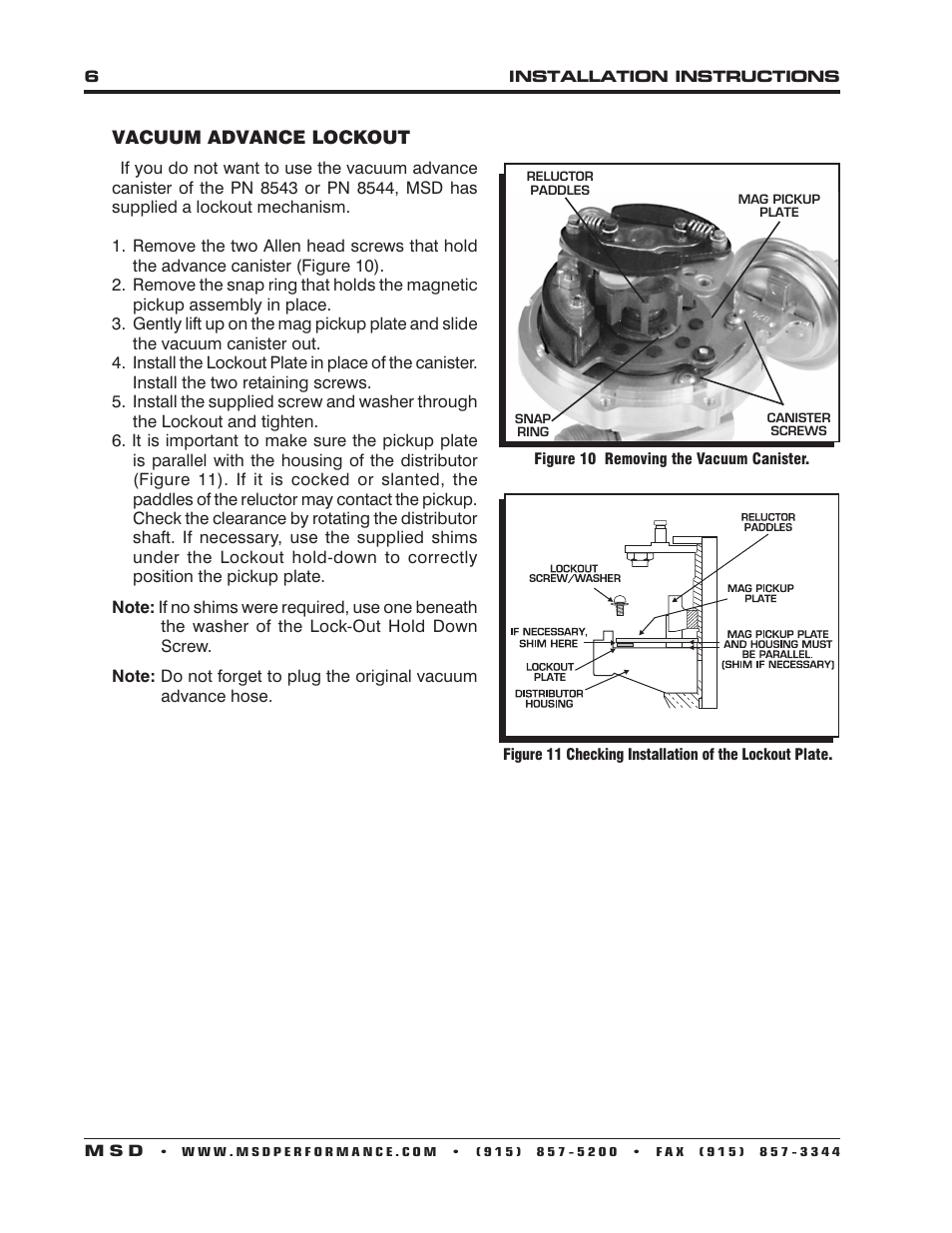 MSD 8534 Chrysler 318, 360 Billet Distributor Installation User Manual | Page 6 / 8