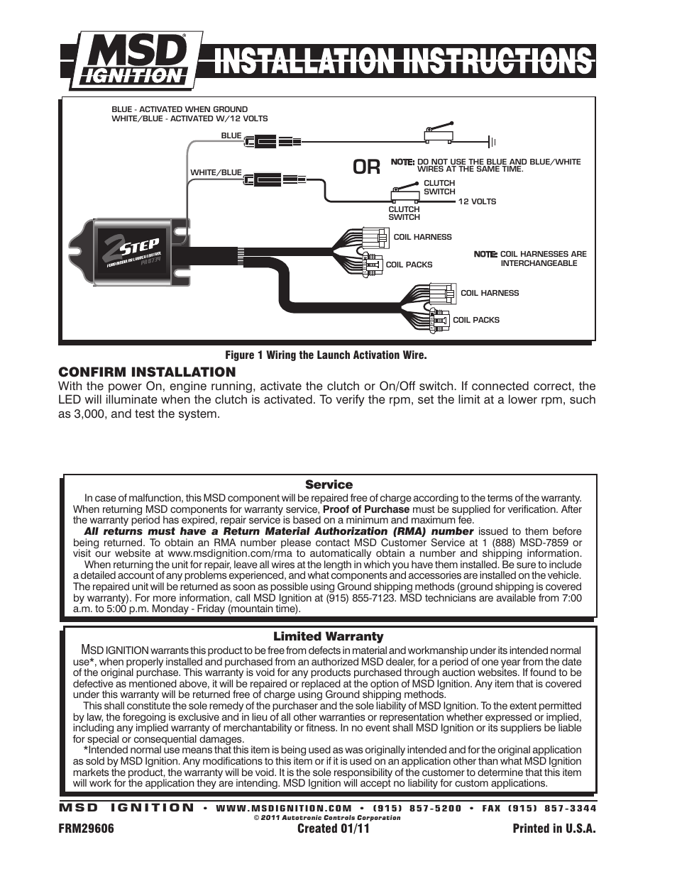 Confirm installation | MSD 8733 LS 2-Step Launch Control Installation User Manual | Page 2 / 2