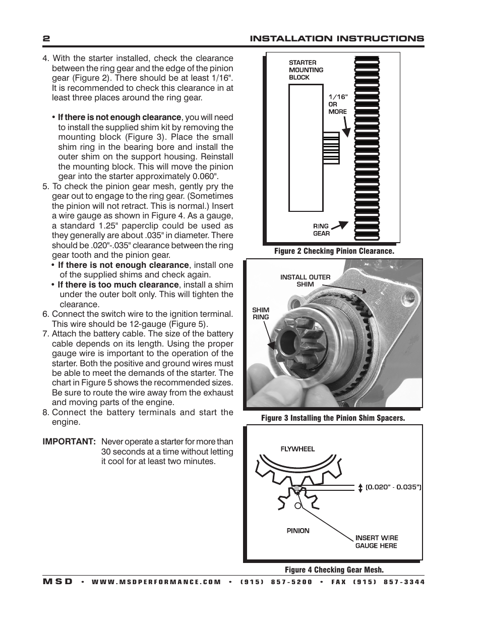 MSD 5096 DynaForce Starter, GM LS1-LS7 Engines Installation User Manual | Page 2 / 4
