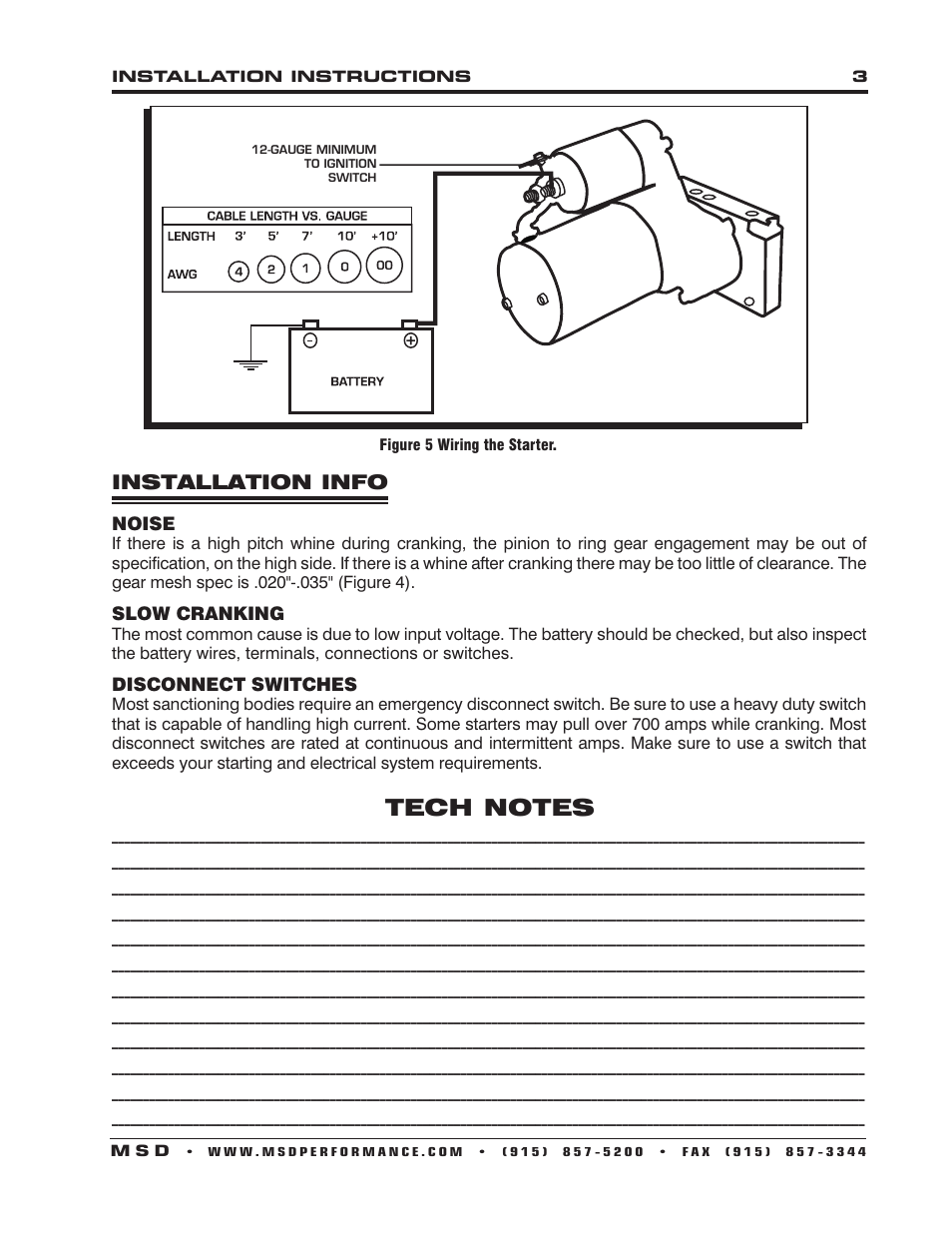 Installation info | MSD 5096 DynaForce Starter, GM LS1-LS7 Engines Installation User Manual | Page 3 / 4