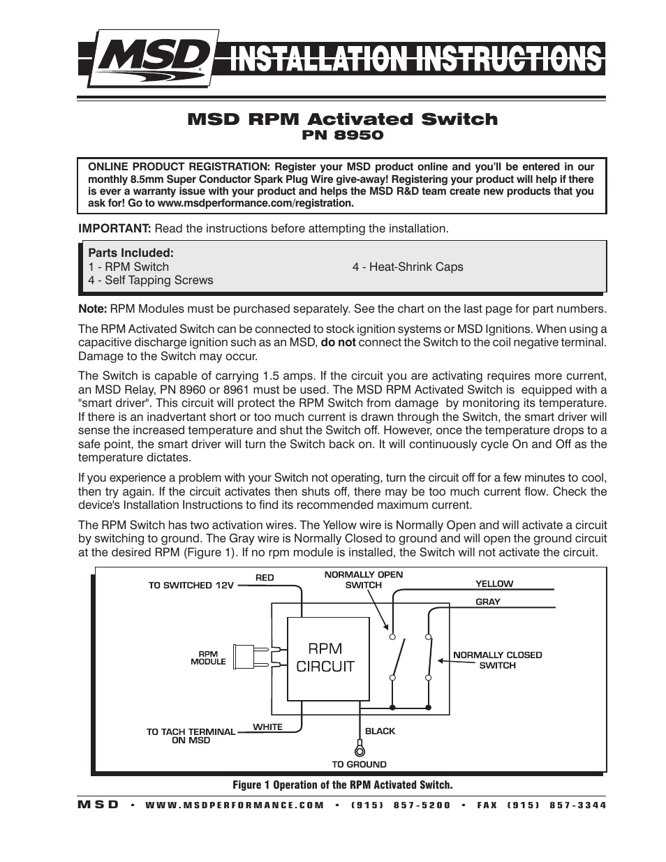 MSD 8950 RPM Activated Switch Installation User Manual | 4 pages