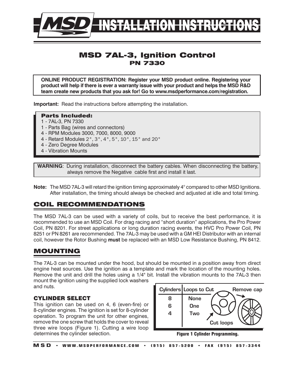MSD 7330 7AL-3 Ignition Control Installation User Manual | 12 pages