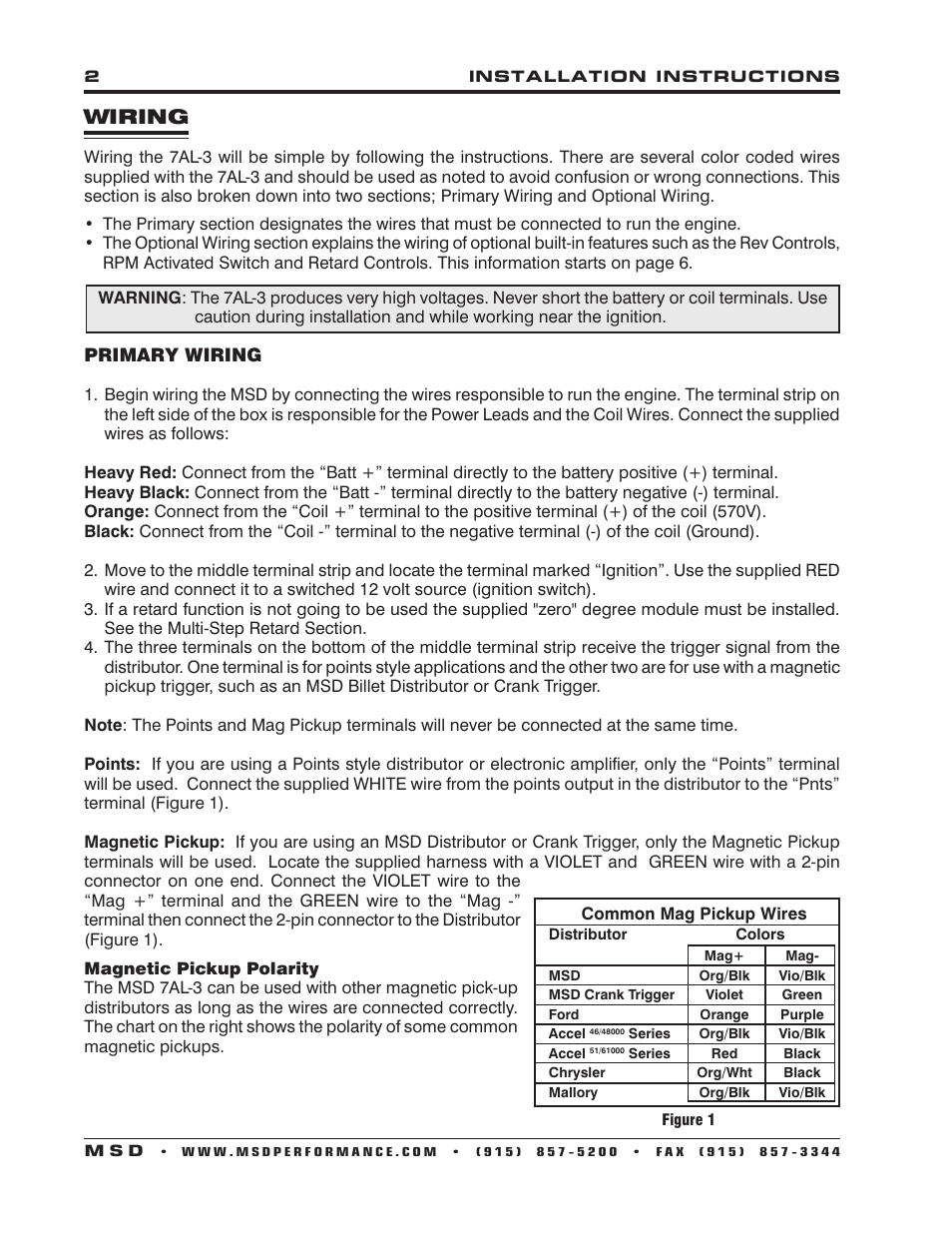 Wiring | MSD 7330 7AL-3 Ignition Control Installation User Manual | Page 2 / 12