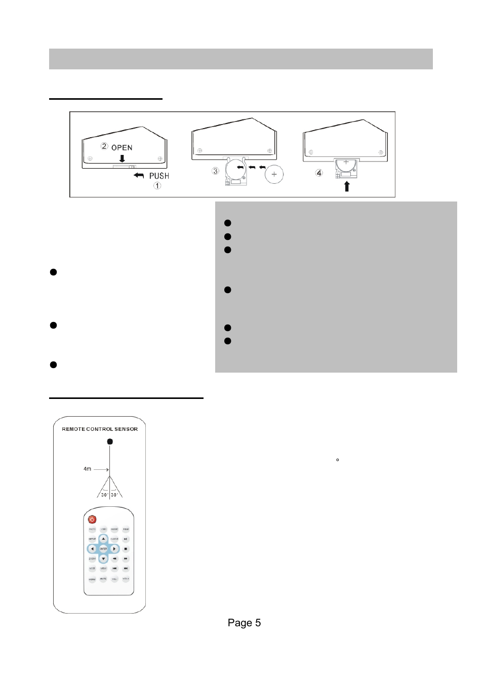 Battery installation, Using control preparation, Prepare for remote control | Naxa NF-519 User Manual | Page 6 / 17