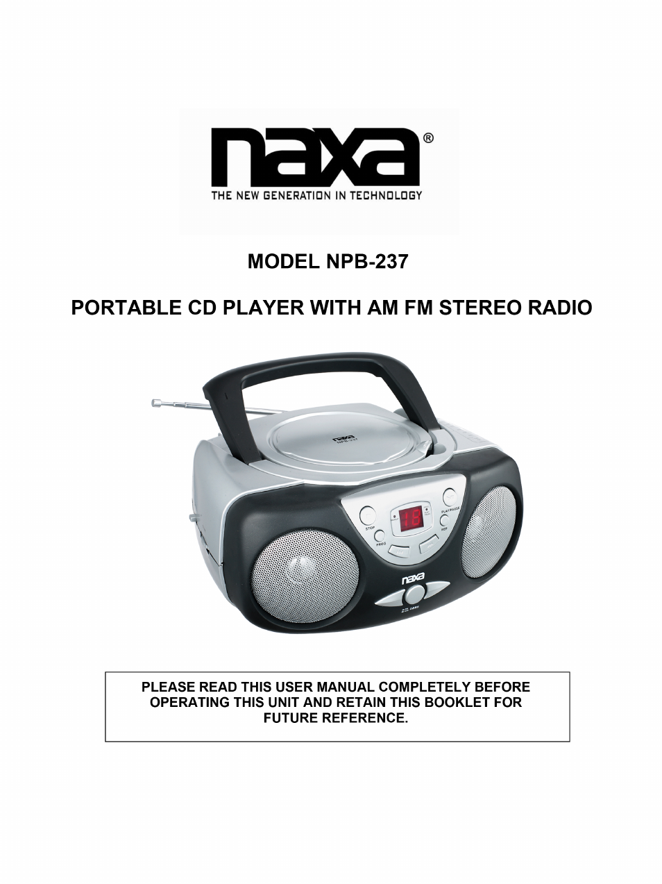 Naxa NPB-237 User Manual | 9 pages