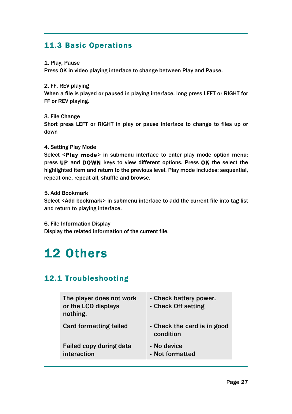 12 others, 3 basic operations, 1 troubleshooting | Naxa NMV-154 User Manual | Page 28 / 30