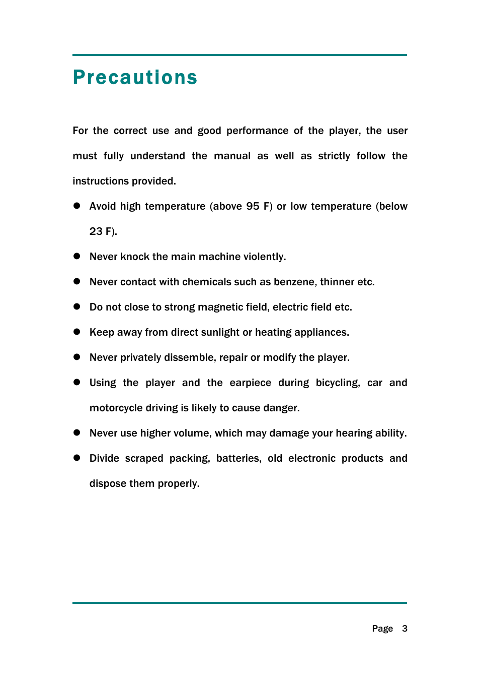 Precautions | Naxa NMV-154 User Manual | Page 4 / 30