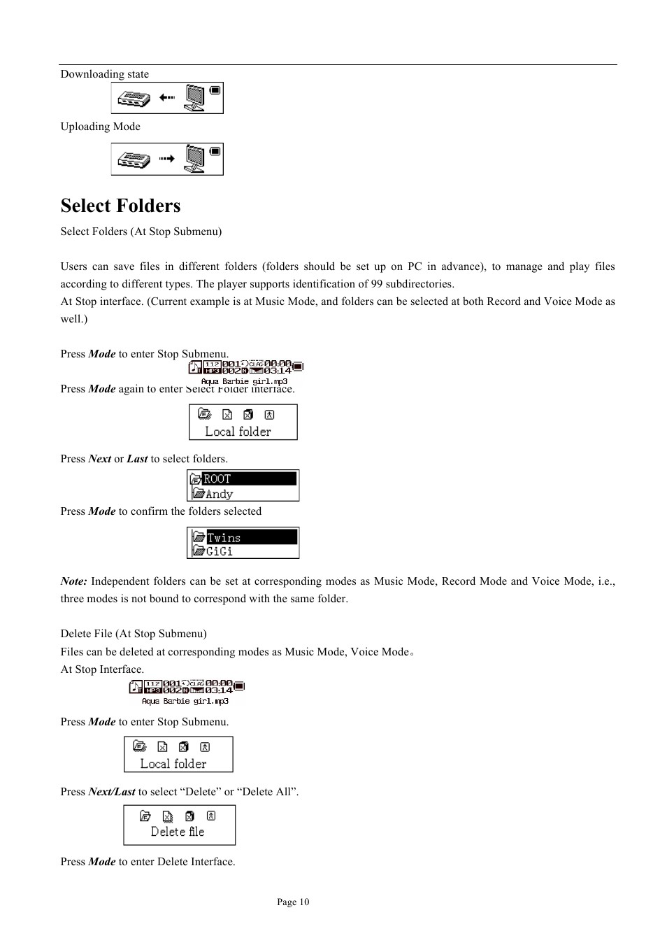 Select folders | Naxa NM-105 User Manual | Page 10 / 14