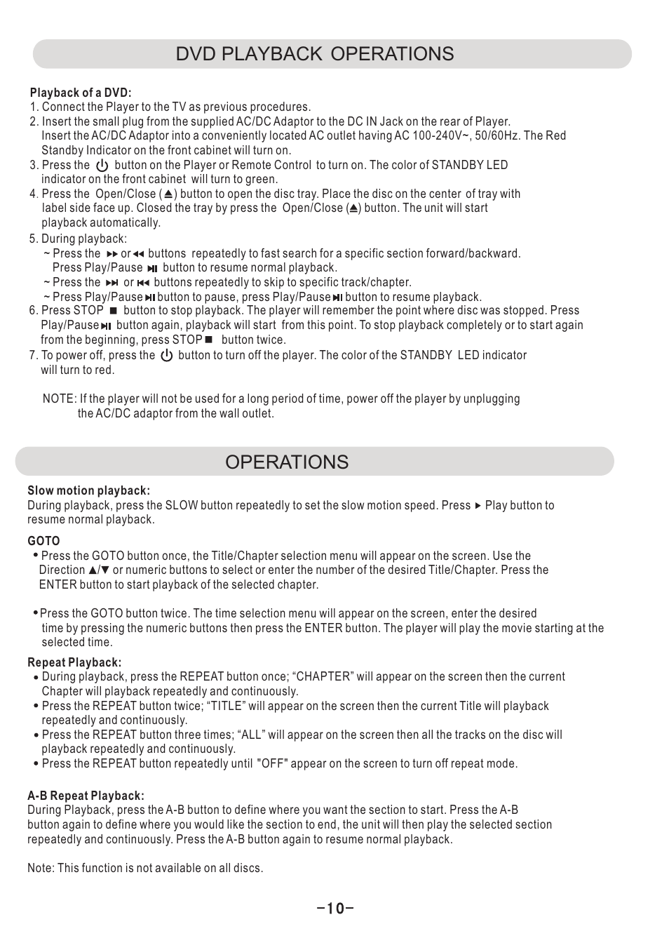 页 11, Dvd playback, Operations | Naxa ND-851 User Manual | Page 11 / 21