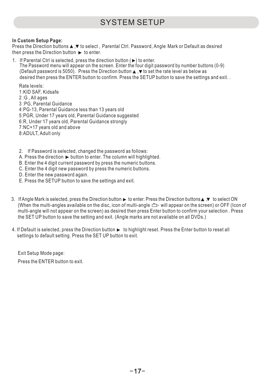 页 18, System setup | Naxa ND-851 User Manual | Page 18 / 21