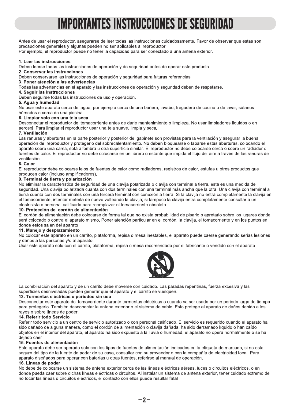 Importantes instrucciones de seguridad | Naxa ND-851 User Manual | Page 3 / 21