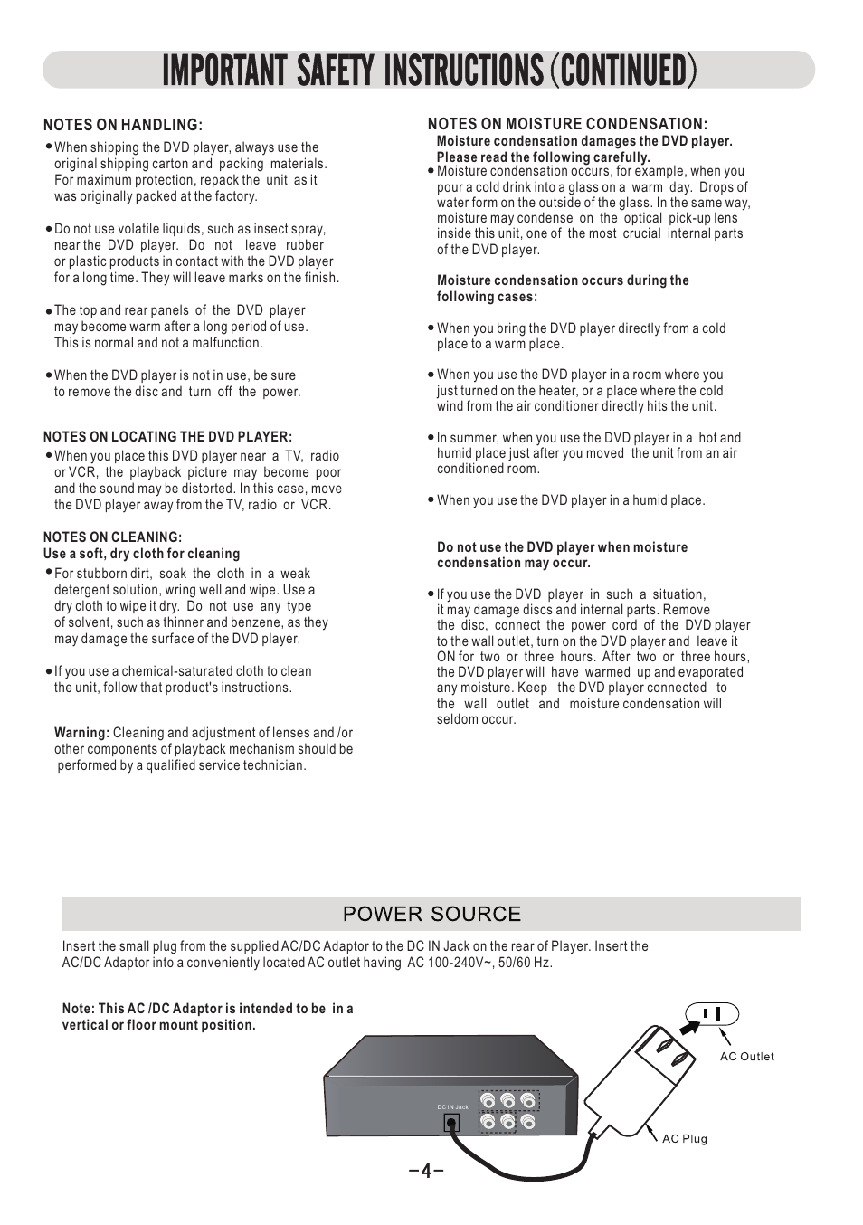 Important, Safety, Instructions | Continued | Naxa ND-851 User Manual | Page 5 / 21