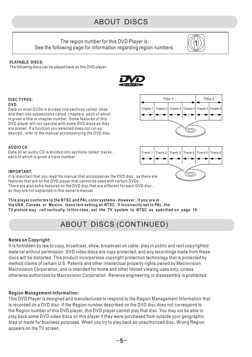 About discs, About discs(continued) about discs (continued) | Naxa ND-851 User Manual | Page 6 / 21