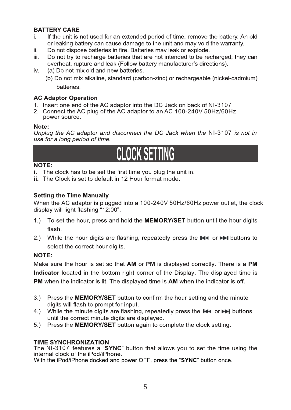Naxa NI-3107 User Manual | Page 6 / 14