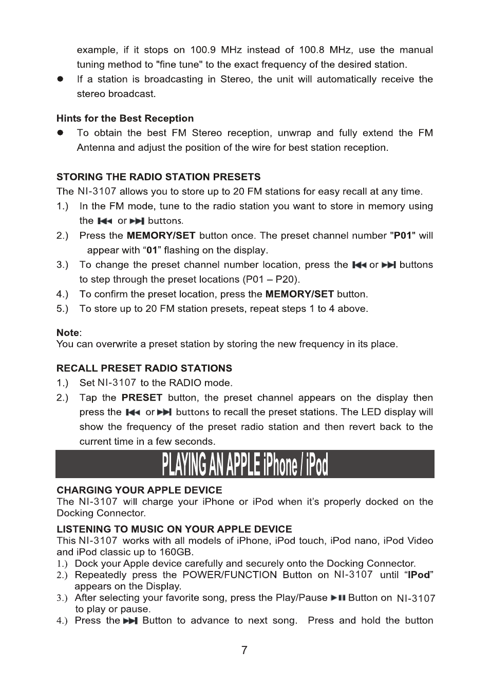 Naxa NI-3107 User Manual | Page 8 / 14