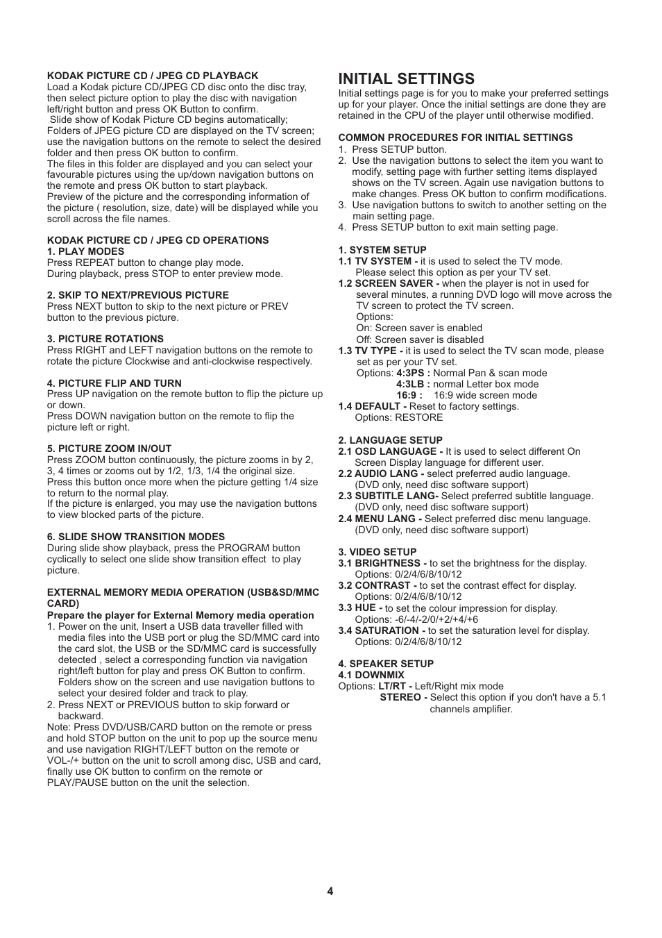 Initial settings | Naxa NDL-431 User Manual | Page 5 / 7