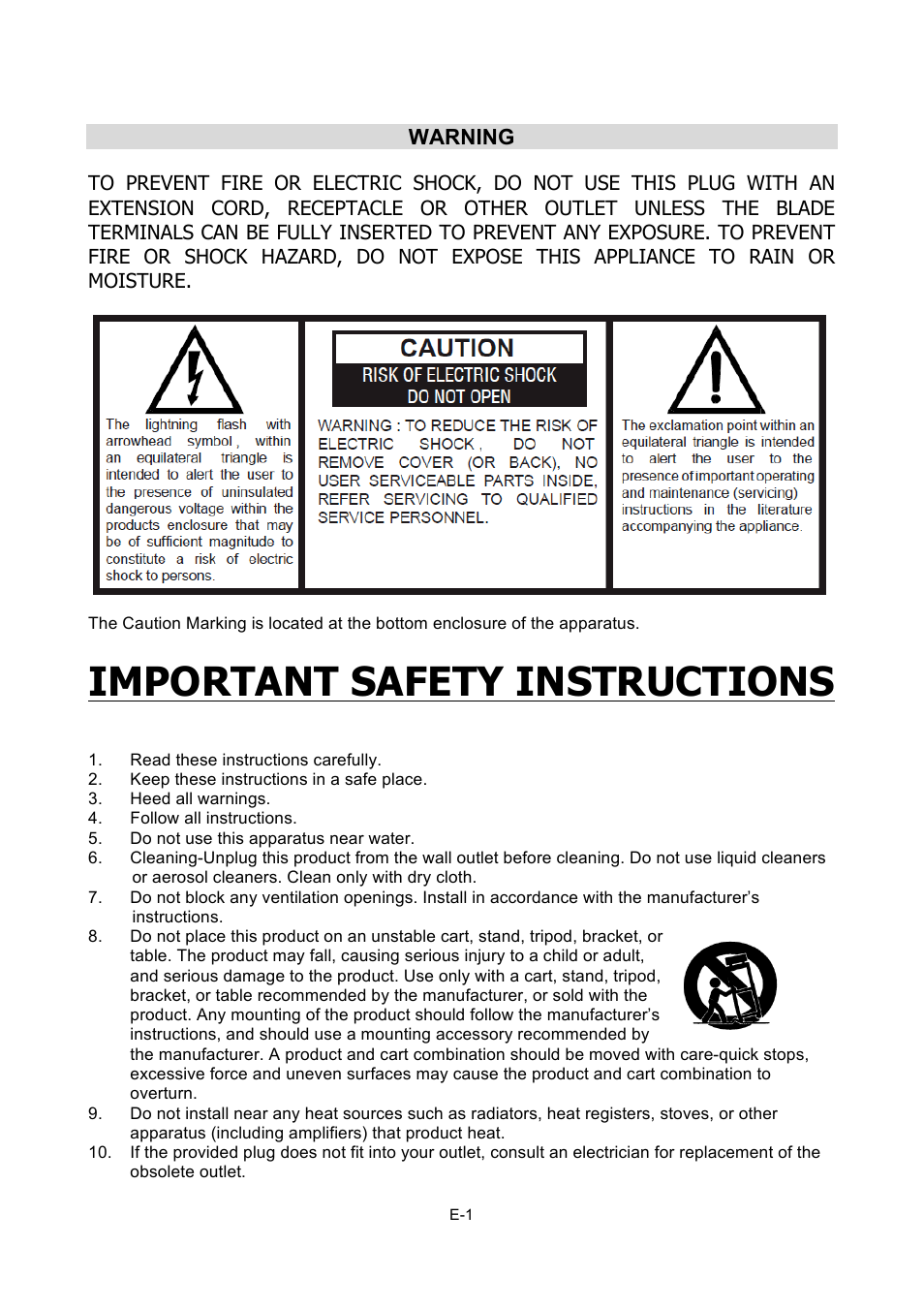 Important safety instructions, Warning | Naxa NPB-251 User Manual | Page 2 / 9