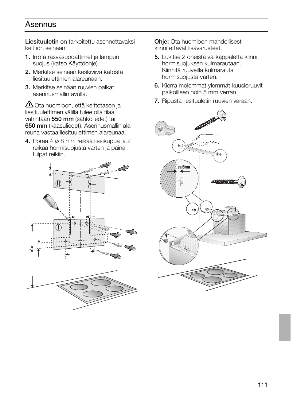 Asennus | Siemens LC 47650 User Manual | Page 111 / 124