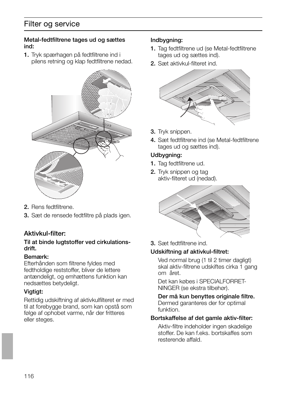 Filter og service | Siemens LC 47650 User Manual | Page 116 / 124