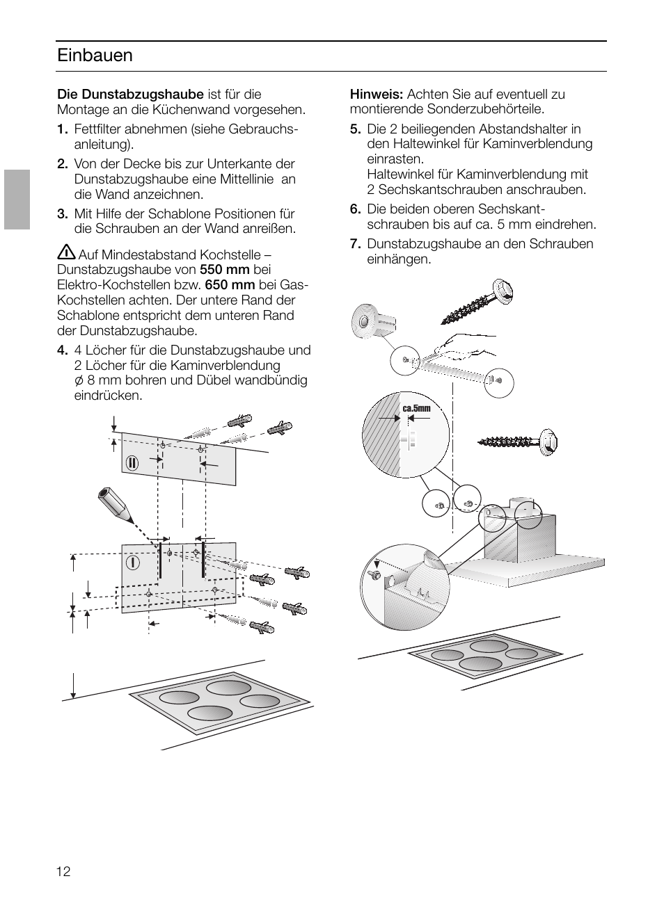 Einbauen | Siemens LC 47650 User Manual | Page 12 / 124