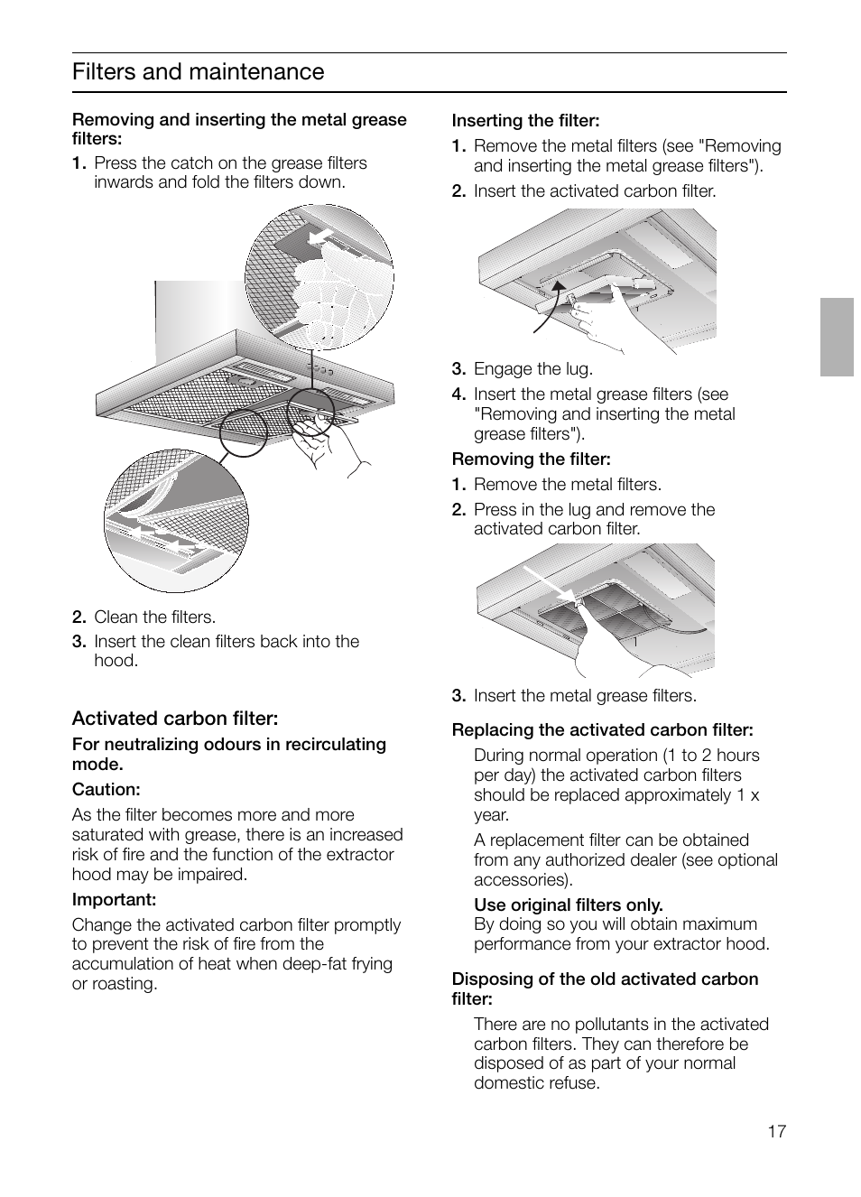 Filters and maintenance | Siemens LC 47650 User Manual | Page 17 / 124