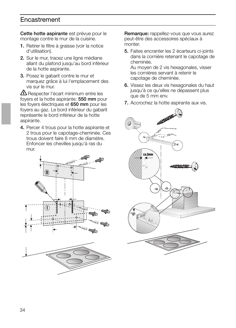 Encastrement | Siemens LC 47650 User Manual | Page 34 / 124