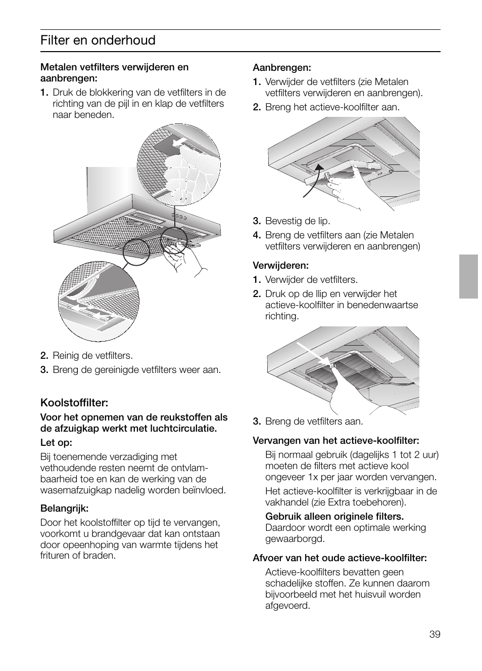 Filter en onderhoud | Siemens LC 47650 User Manual | Page 39 / 124