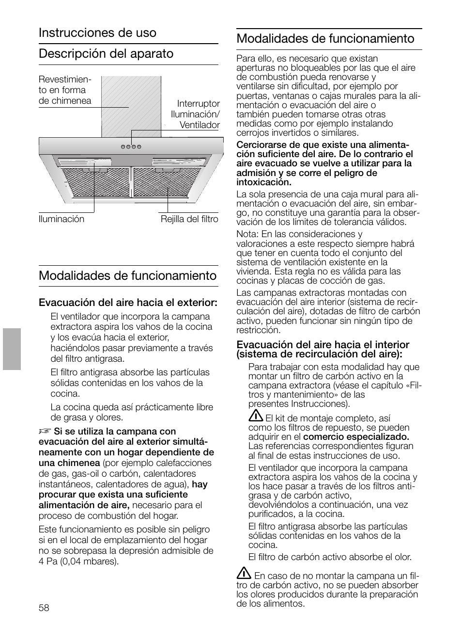 Instrucciones de uso modalidades de funcionamiento | Siemens LC 47650 User Manual | Page 58 / 124