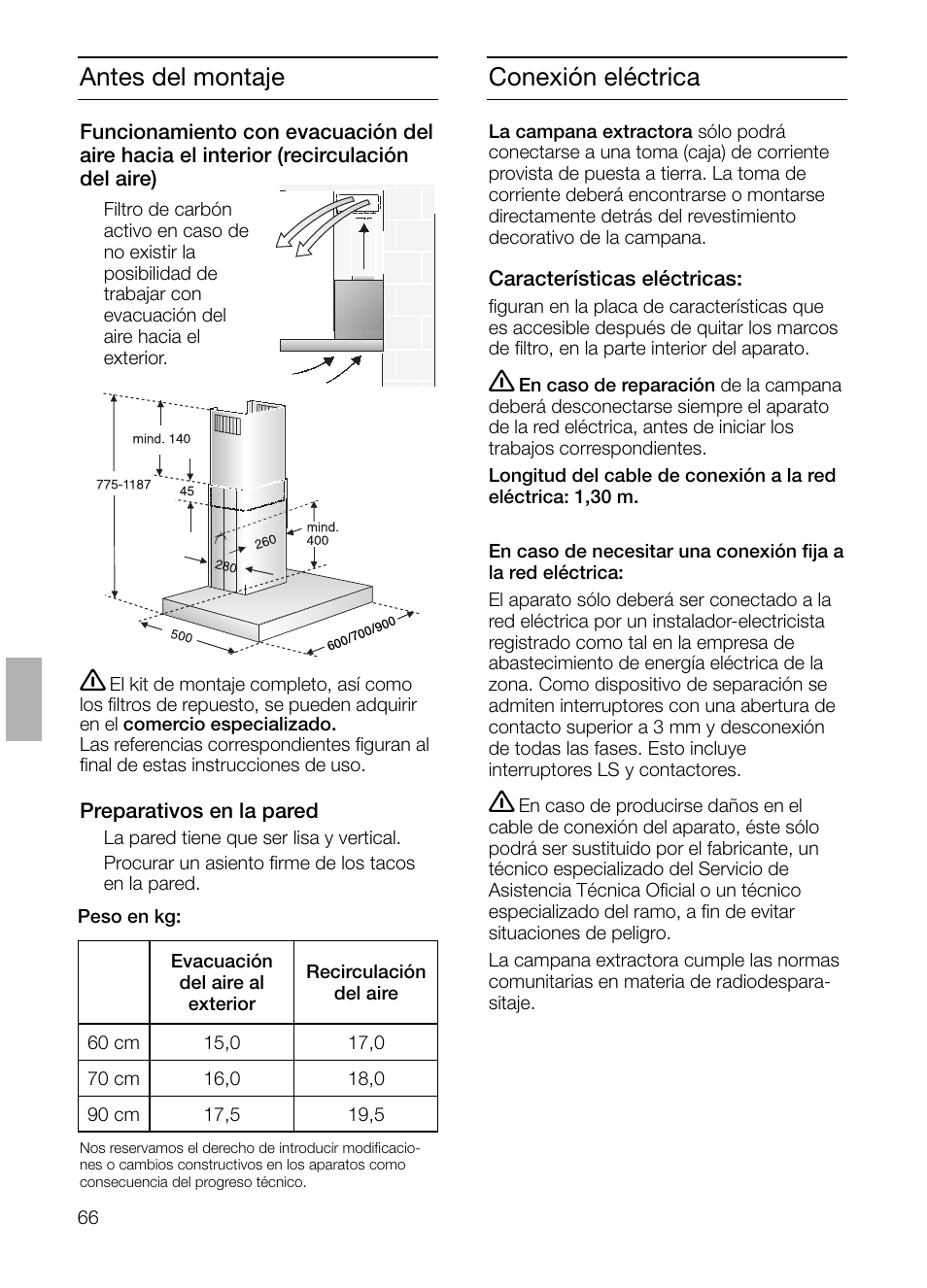 Conexión eléctrica antes del montaje | Siemens LC 47650 User Manual | Page 66 / 124
