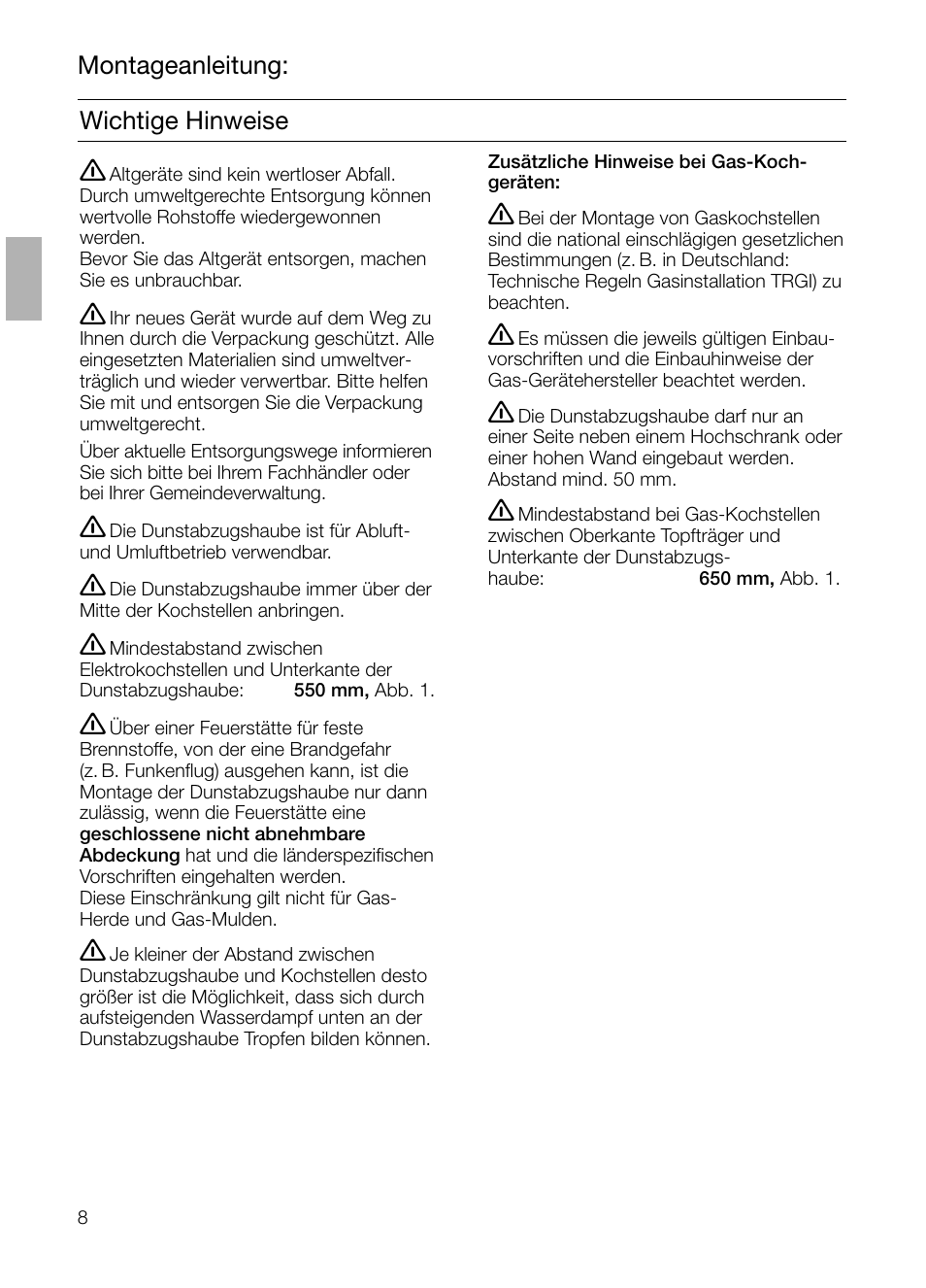 Montageanleitung: wichtige hinweise | Siemens LC 47650 User Manual | Page 8 / 124
