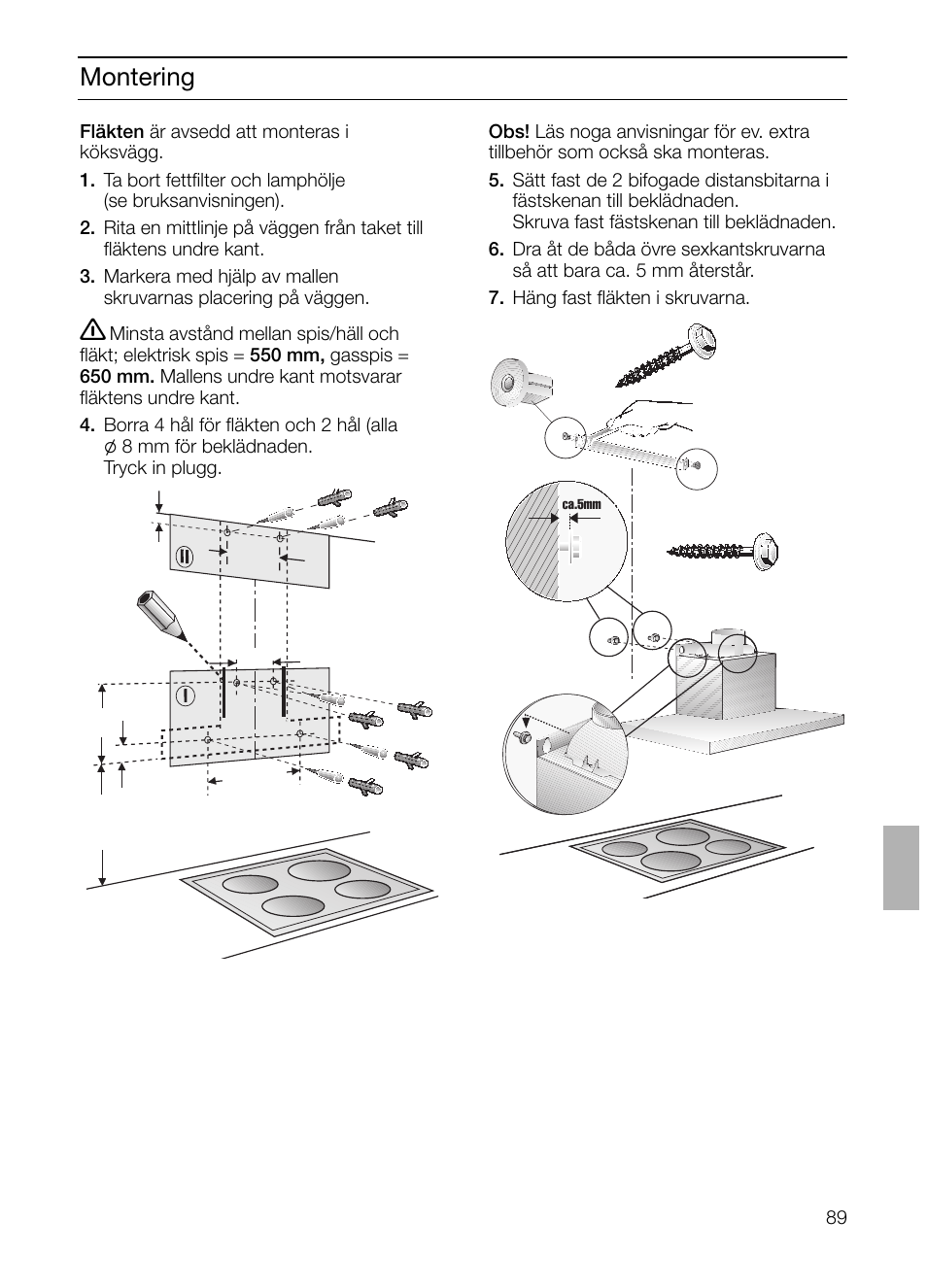 Montering | Siemens LC 47650 User Manual | Page 89 / 124