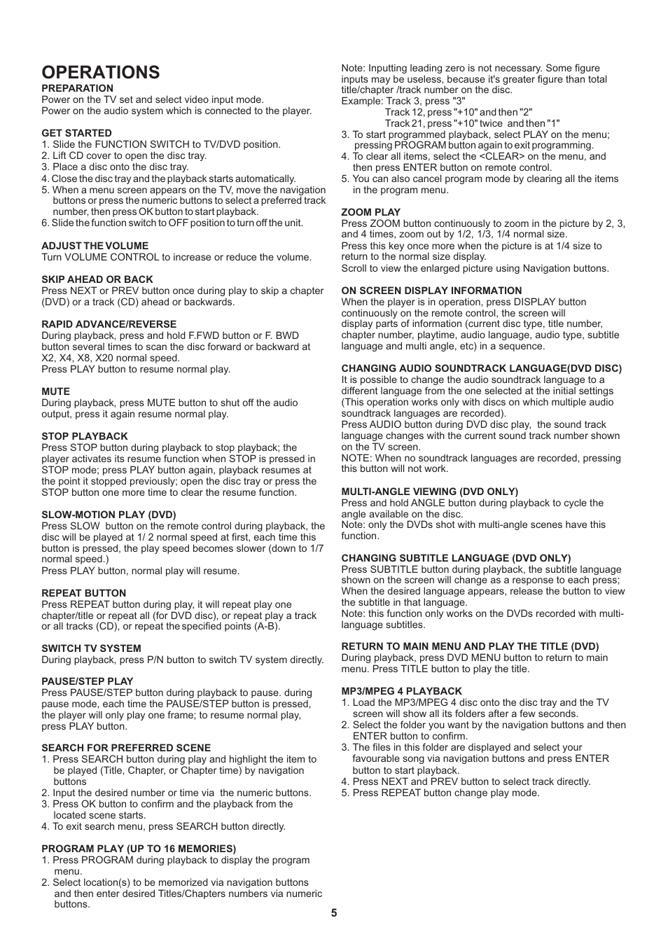 Operations | Naxa NDL-400 User Manual | Page 6 / 10