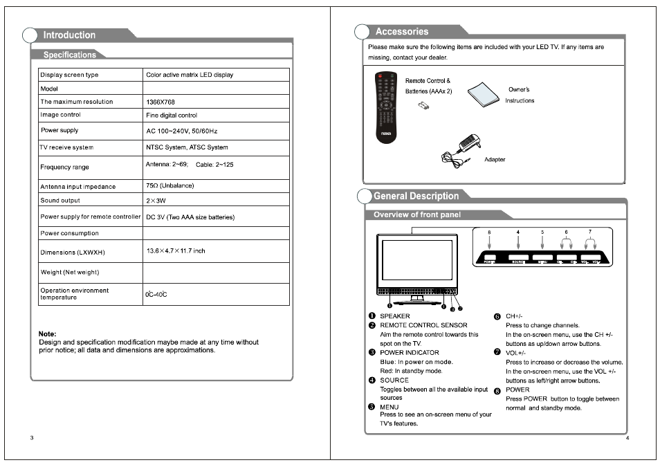 Naxa NT-1307 User Manual | Page 5 / 15