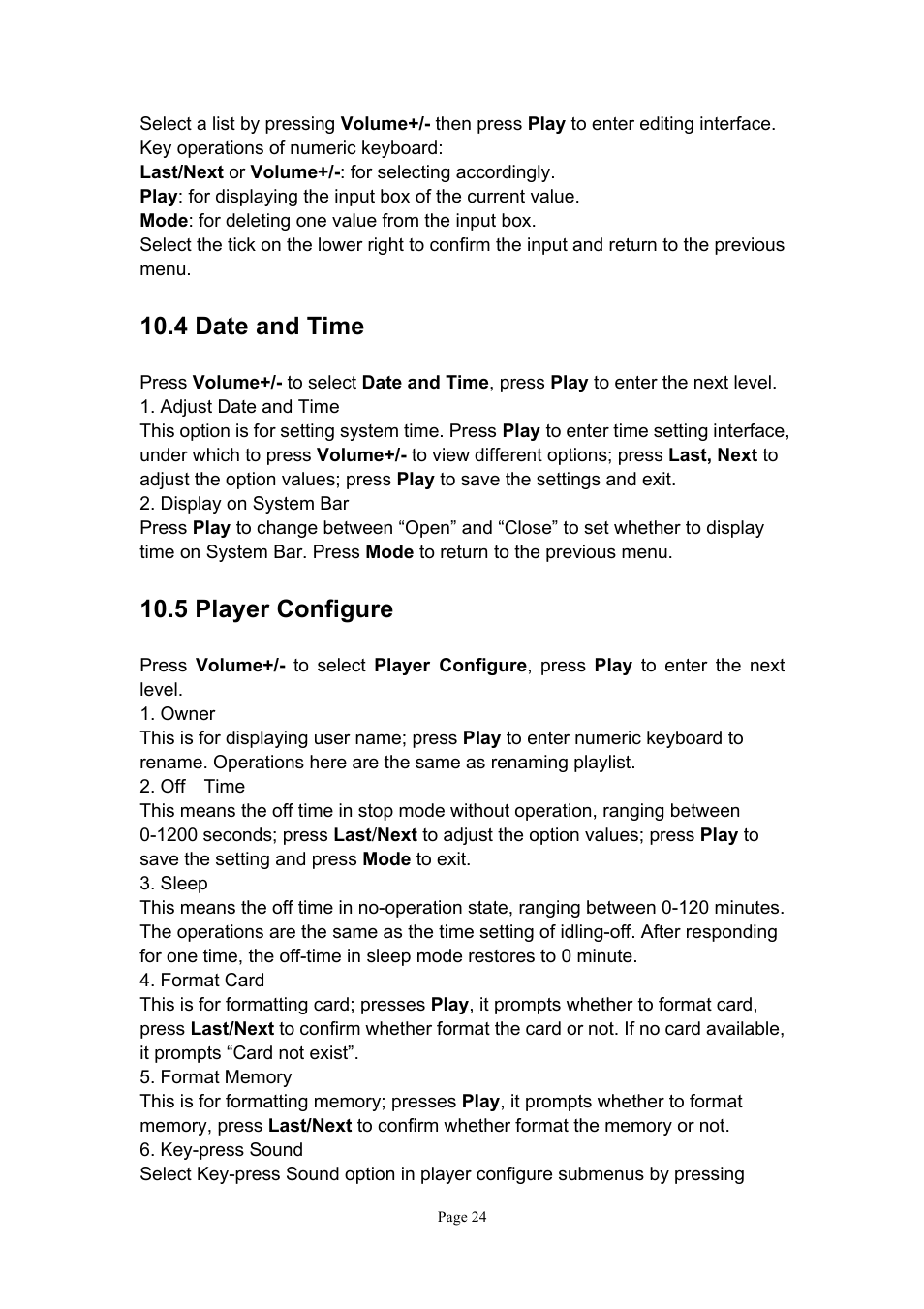 4 date and time, 5 player configure | Naxa NMV-151 User Manual | Page 25 / 35