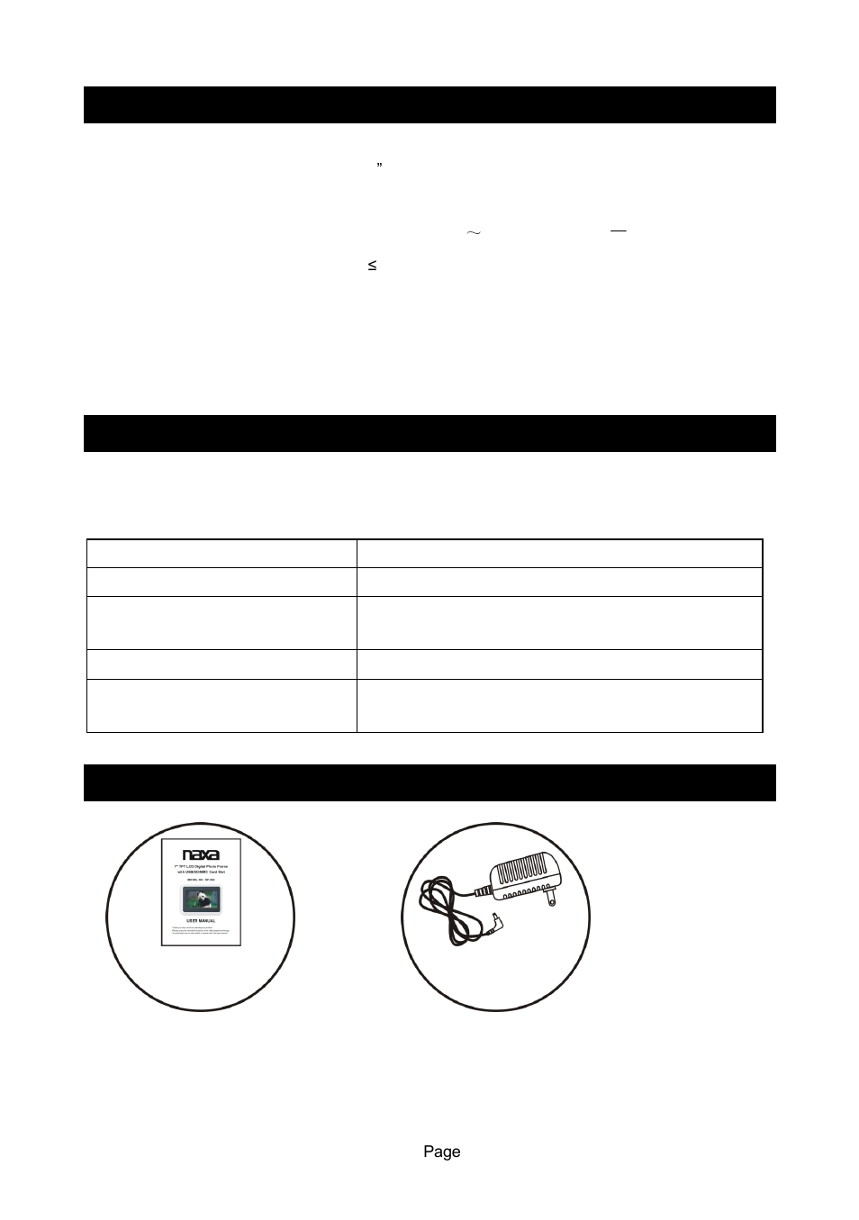 Specifications, Troubleshooting, Accessories | Naxa NF-502 User Manual | Page 17 / 17