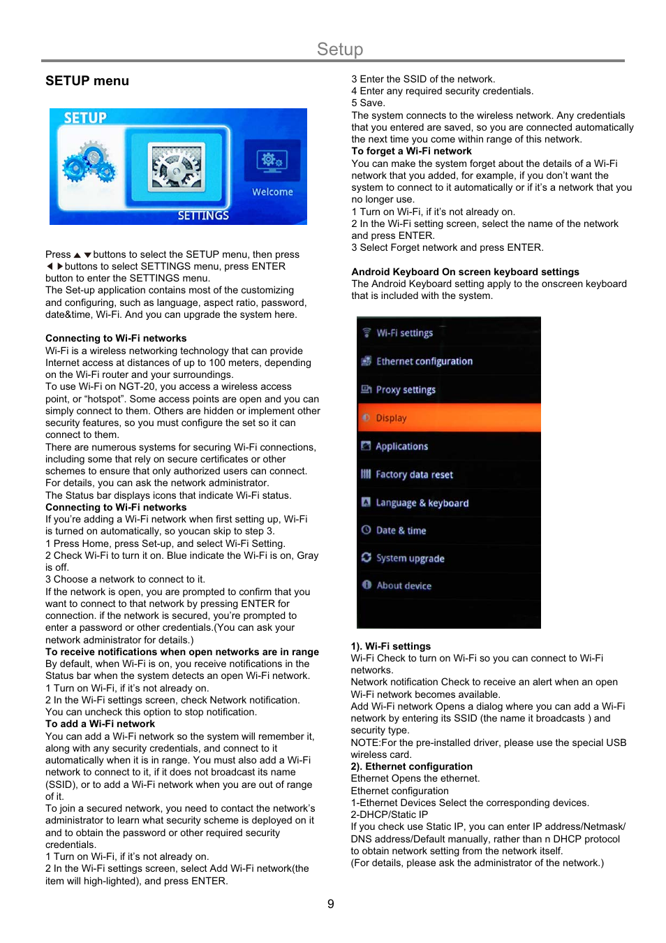 Setup | Naxa NGT-20 User Manual | Page 11 / 15