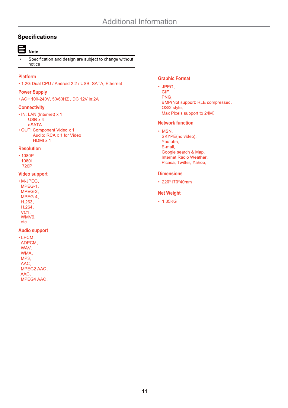 Additional information | Naxa NGT-20 User Manual | Page 13 / 15