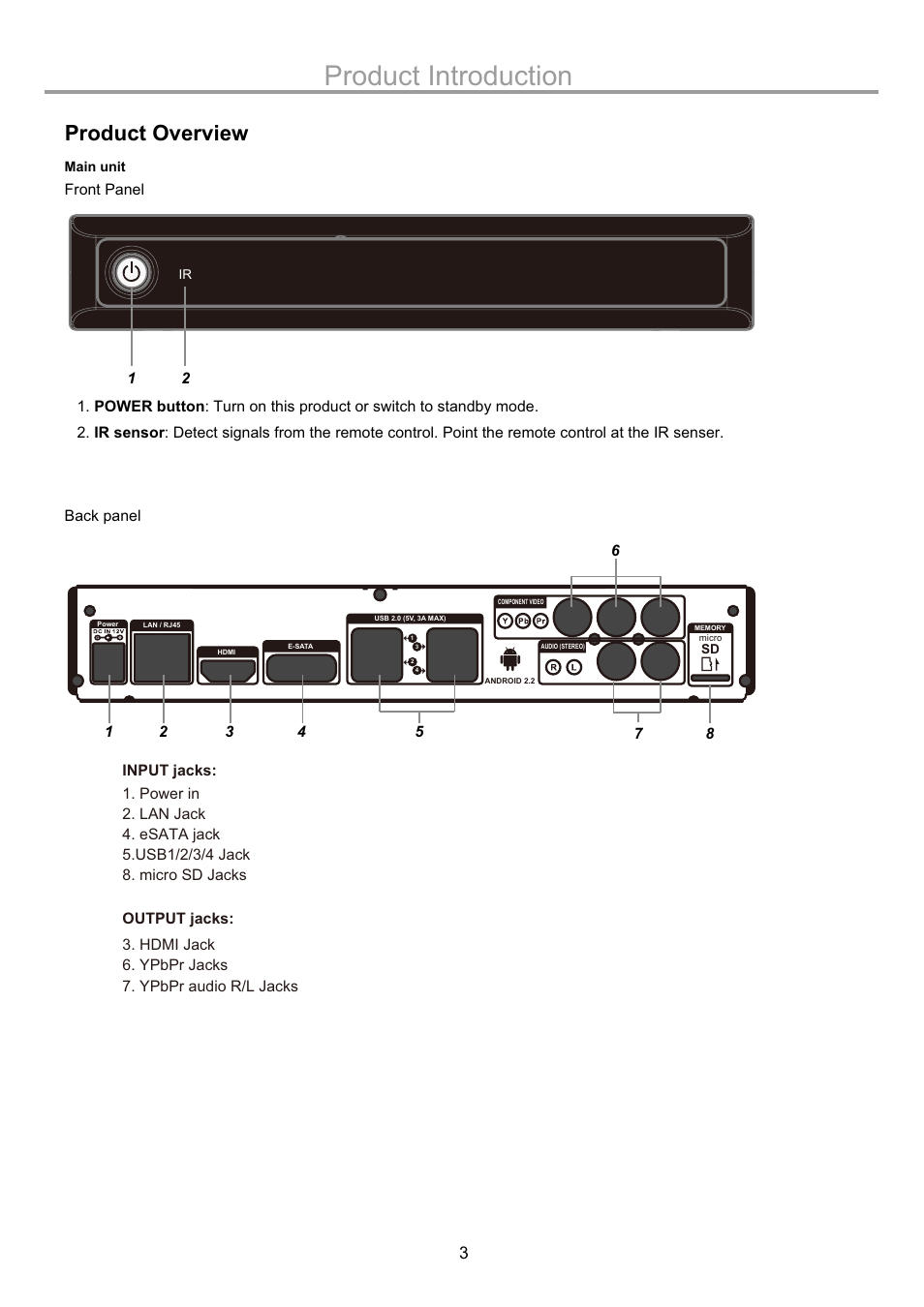 Product introduction, Product overview | Naxa NGT-20 User Manual | Page 5 / 15