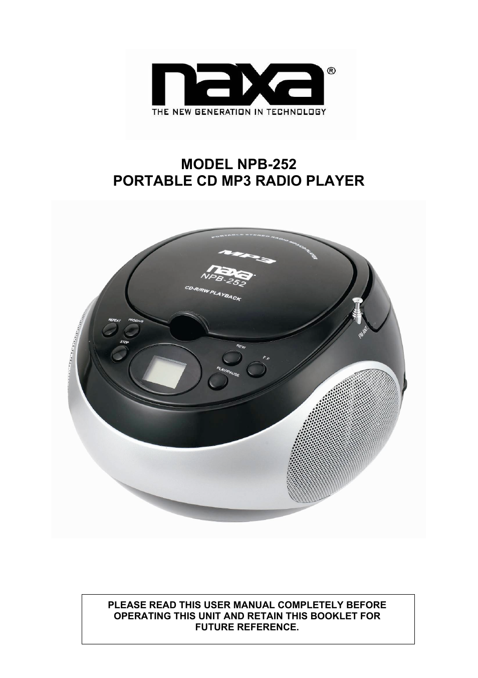 Naxa NPB-252 User Manual | 9 pages