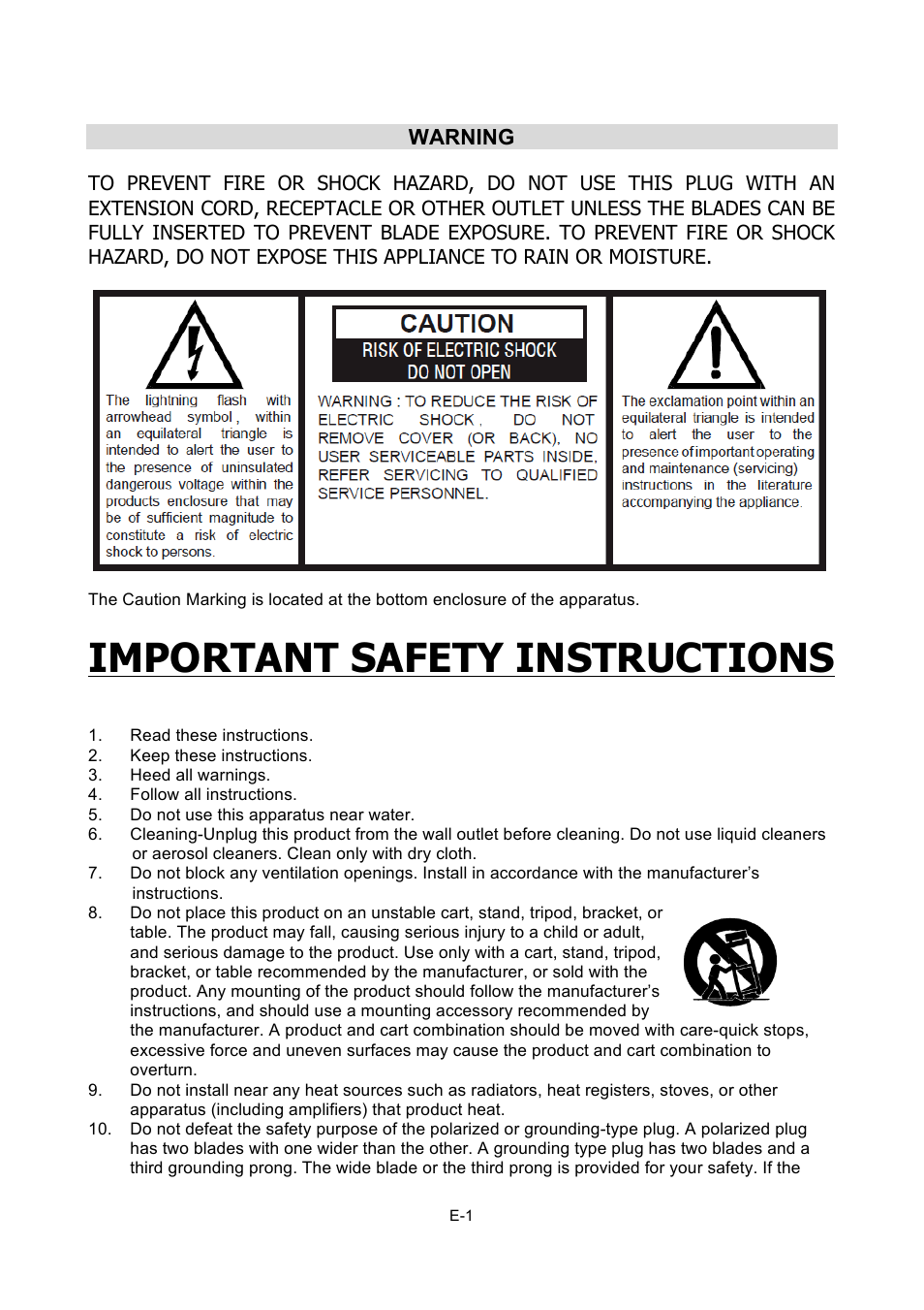 Important safety instructions, Warning | Naxa NPB-252 User Manual | Page 2 / 9