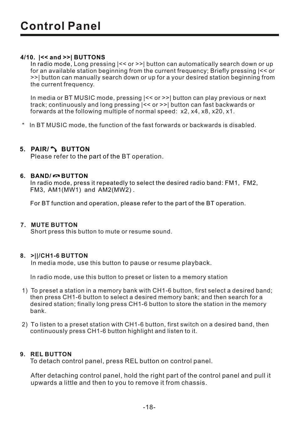 页 20, Control panel | Naxa NCD-708 User Manual | Page 20 / 41