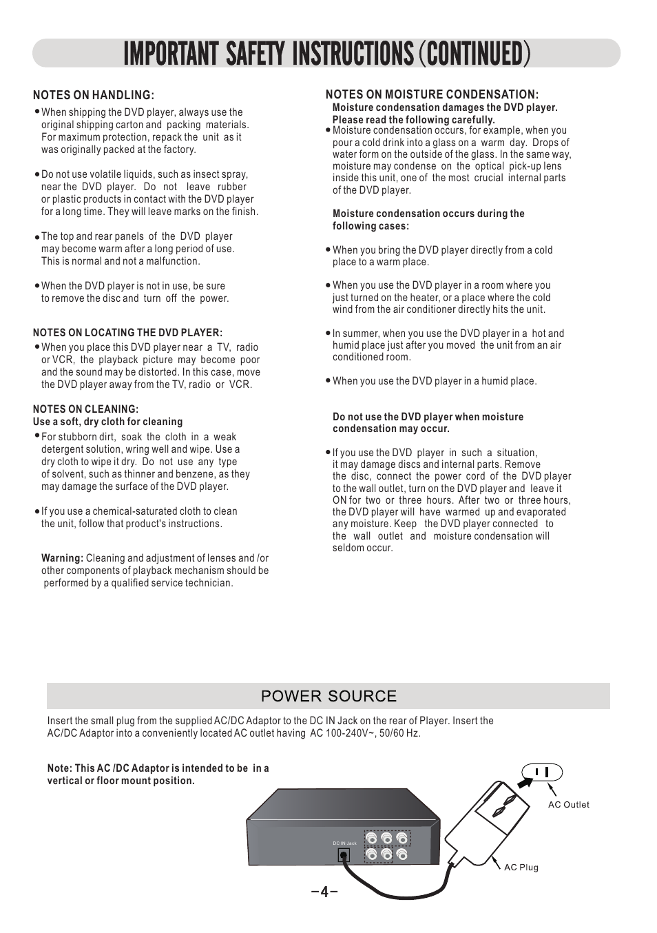 Important, Safety, Instructions | Continued | Naxa ND-851 User Manual | Page 5 / 20