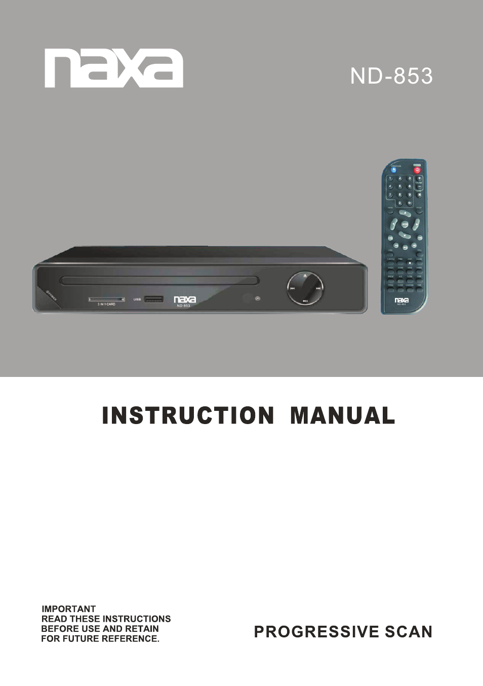 Naxa ND-853 User Manual | 20 pages